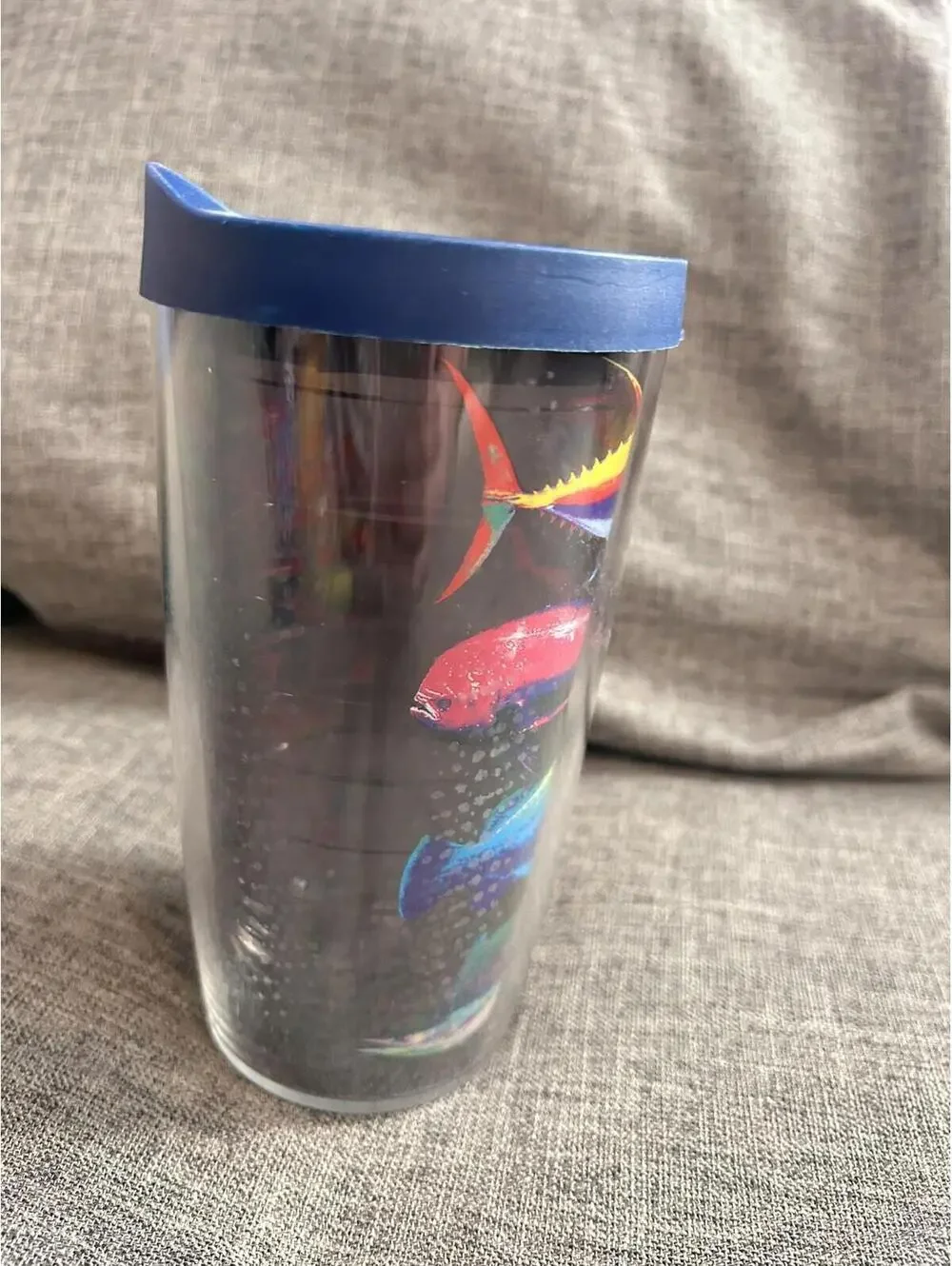 Tervis Tumbler Salt Life Fish 16 Oz Fish on Black Background Blue Lid